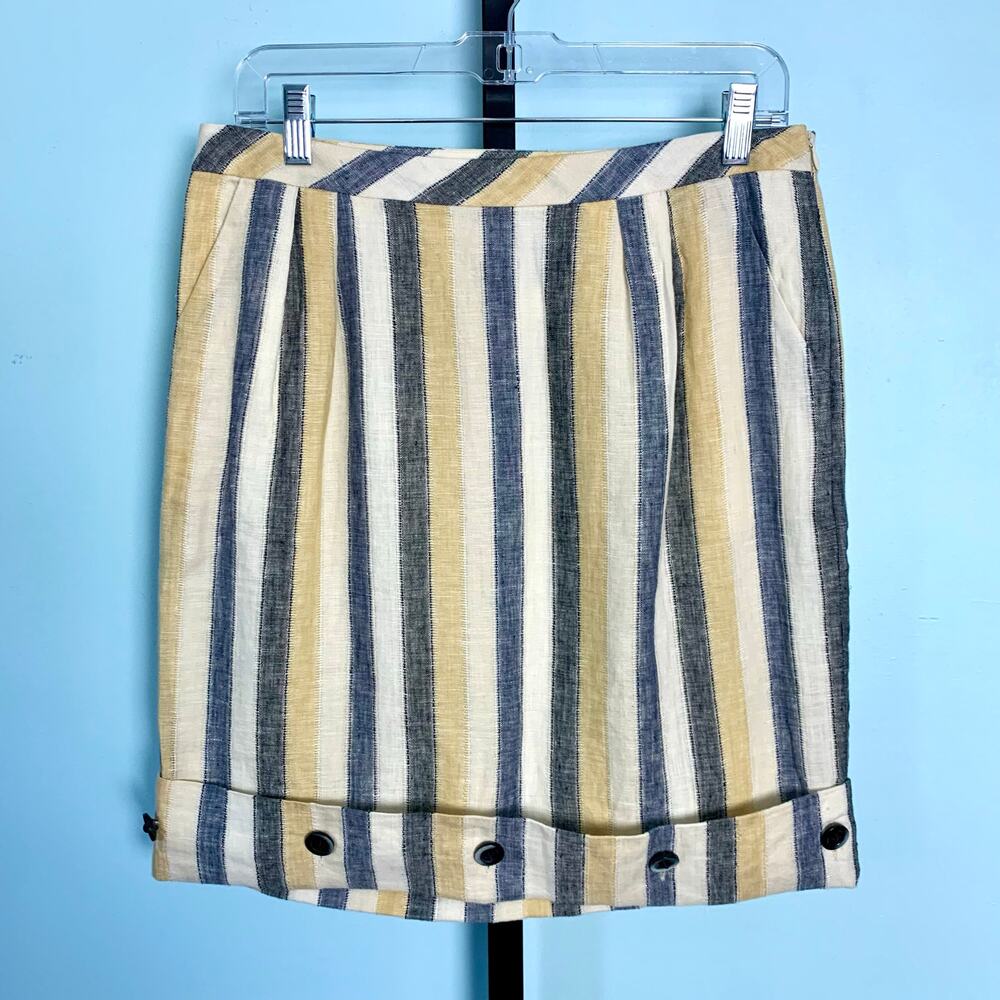 Anthropologie Edme & Esyllte Striped Linen Skirt Size 4 - Picture 5 of 9